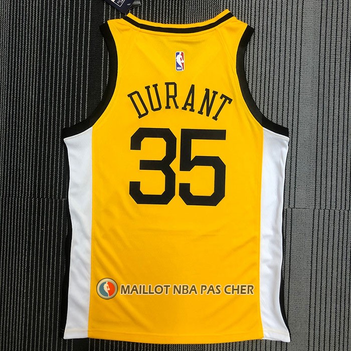 Maillot Golden State Warriors Kevin Durant NO 35 Earned Jaune